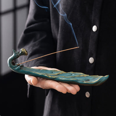 Buddha Stones Peacock Shape Fortune Home Decoration Incense Burner - image 5
