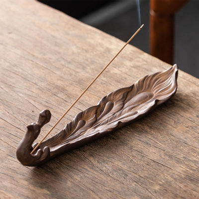 Buddha Stones Peacock Shape Fortune Home Decoration Incense Burner - SaddleBrown Peacock(24.7*6.5*5.5 cm) - image 7