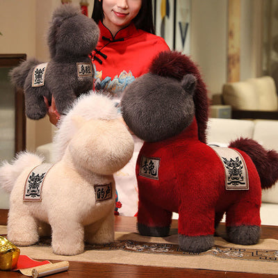 Buddha Stones Year Of The Horse Embroidered Saddle Pad Plush Doll Home Decoration - image 12