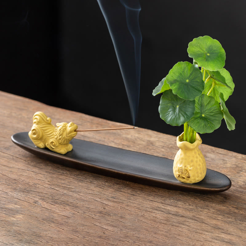 Buddha Stones Pixiu Wealth Home Decoration Incense Burner - Yellow Pixiu(25.7*7.5*5.8 cm) - image 14