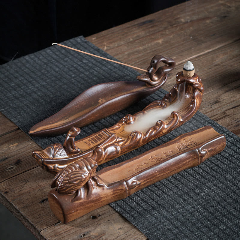 Buddha Stones Small Boat Cicada Home Decoration Incense Burner - image 9