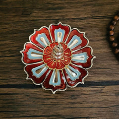Buddha Stones Lotus Home Decoration Incense Burner - Red Lotus(8.8*3.2cm) - image 0