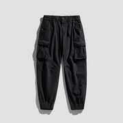 Foviel Summer Cotton Elastic Cuffs Tapered Men's Pants With Pockets