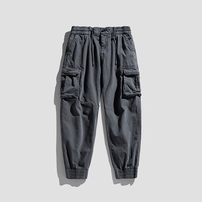 Buddha Stones Summer Cotton Elastic Cuffs Tapered Men's Pants With Pockets - Gray - US/UK/AU48，EU58 (6XL) - image 9