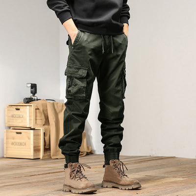 Buddha Stones Summer Cotton Elastic Cuffs Tapered Men's Pants With Pockets - image 7
