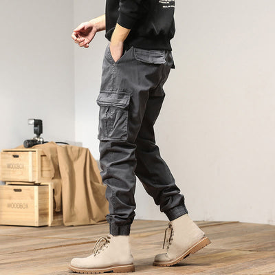 Buddha Stones Summer Cotton Elastic Cuffs Tapered Men's Pants With Pockets - image 10