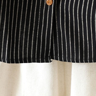 Buddha Stones Fall Stripe Stand Collar Buttons Women's Long Sleeve Shirt With Pocket - image 16