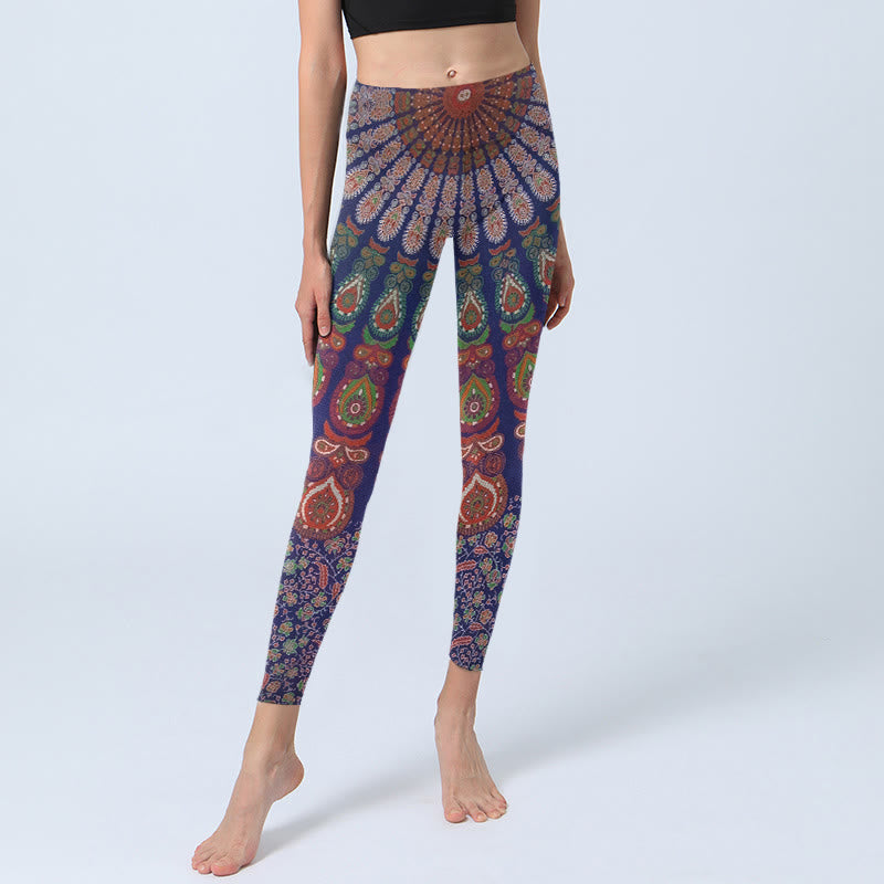 Buddha Stones Exquisite Flower Paisley Pattern Gym Leggings Women's Yoga Pants - image 5