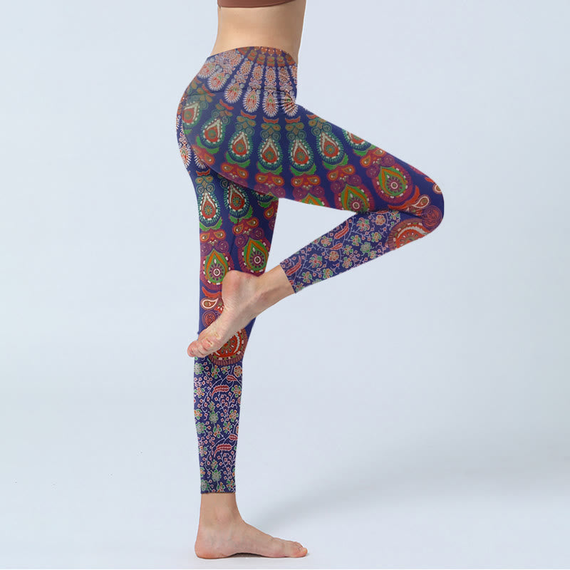 Buddha Stones Exquisite Flower Paisley Pattern Gym Leggings Women's Yoga Pants - image 3