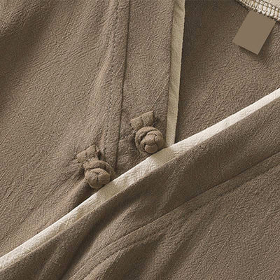 Buddha Stones Retro Lace-up Frog-Button Design Women's Three Quarter Sleeve Cotton Linen Shirt - image 18