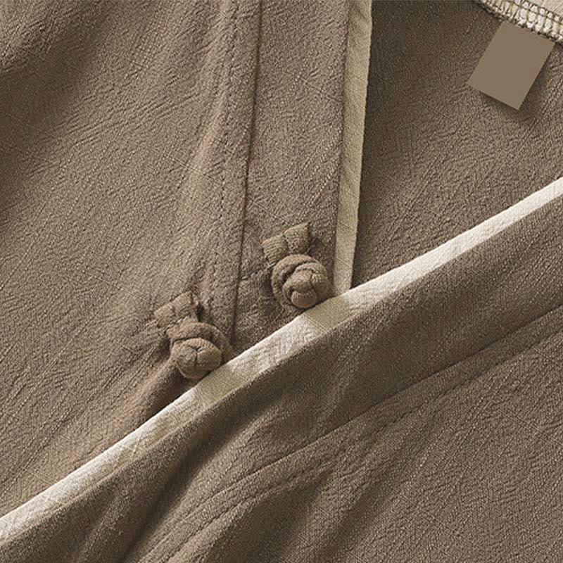 Buddha Stones Retro Lace-up Frog-Button Design Women's Three Quarter Sleeve Cotton Linen Shirt - image 18