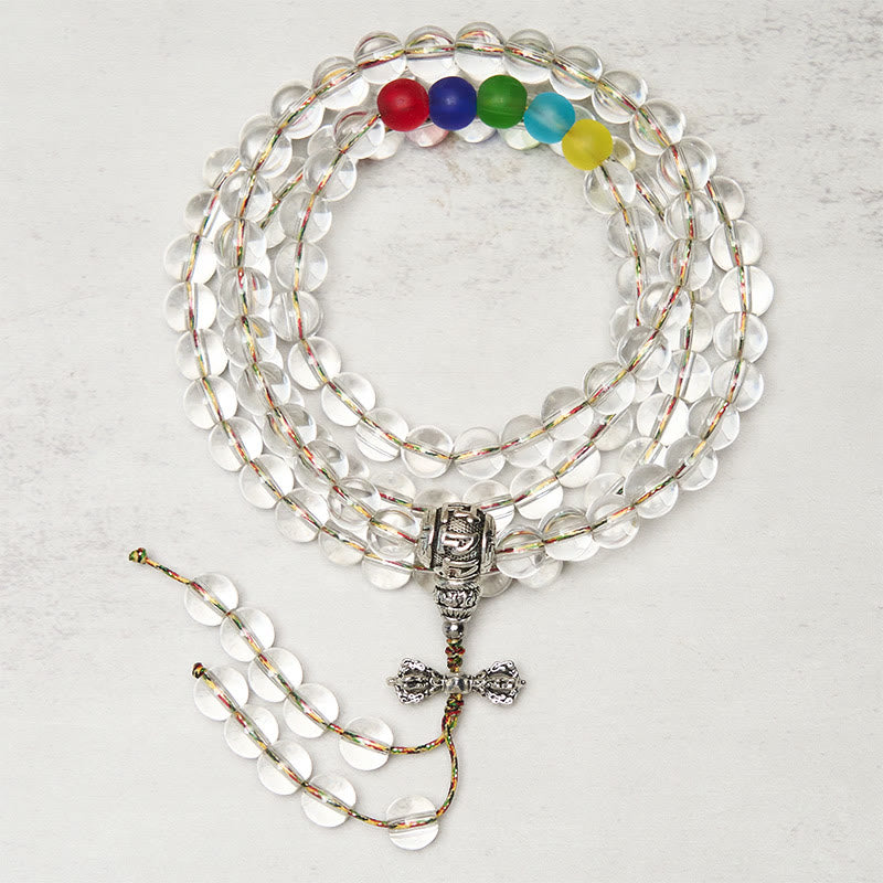 Buddha Stones Vajra Charm Liuli 108 Beads Spiritual Power Strength Mala - Liuli - image 0