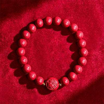 Buddha Stones Chinese Zodiac Year Of The Horse Carved Cinnabar Peaceful Blessing Bracelet - image 3