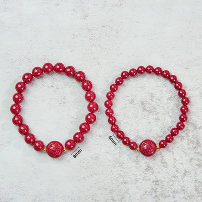 Buddha Stones Chinese Zodiac Year Of The Horse Carved Cinnabar Peaceful Blessing Bracelet - image 7