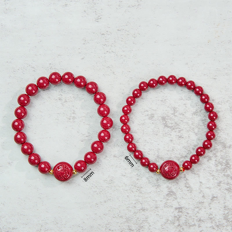 Buddha Stones Chinese Zodiac Year Of The Horse Carved Cinnabar Peaceful Blessing Bracelet - image 7