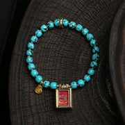 Foviel Thangka Gau Amulet Box Turquoise Fu Character Protection Bracelet