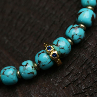 Buddha Stones Turquoise Fu Character Protection Bracelet - image 2