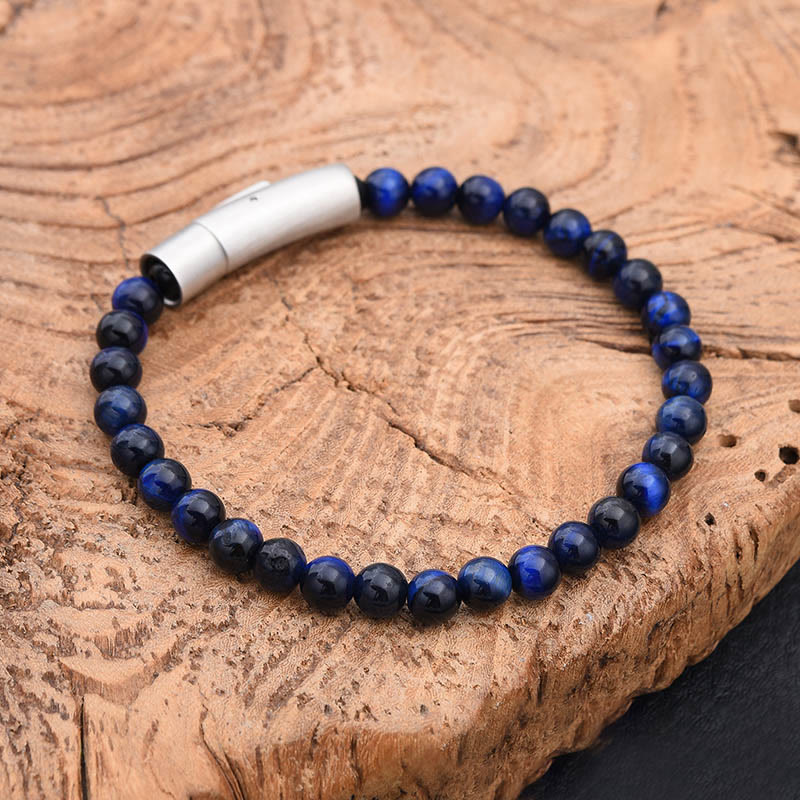 Buddha Stones Turquoise Black Glitter Stone Tiger Eye Positive Bracelet - Blue Tiger Eye(Wrist Circumference:17-18cm) - image 0