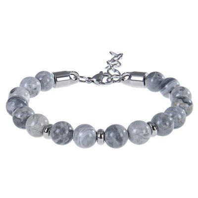 Buddha Stones Tiger Eye Various Natural Stone Beads Protection Bracelet - Grey Jasper(Wrist Circumference:17-20 cm) - image 4