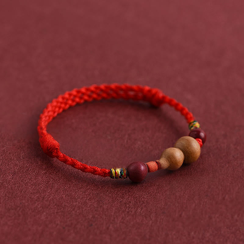 Buddha Stones Gourd Peach Wood Rope Adjustable Wealth Luck Bracelet - image 6