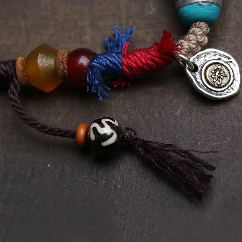 Buddha Stones Copper Turquoise Dzi Bead Luck Necklace Pendants - image 3