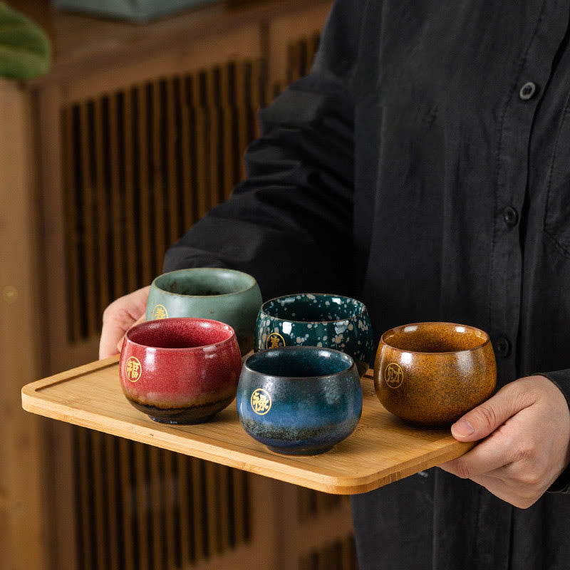 Buddha Stones Hand Painted Fu Character Ceramic Teacup Kung Fu Tea Cup 125ml - image 1