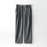 Foviel Fall Solid Drawstring Zipper Men's Linen Wide Leg Pants With Pockets
