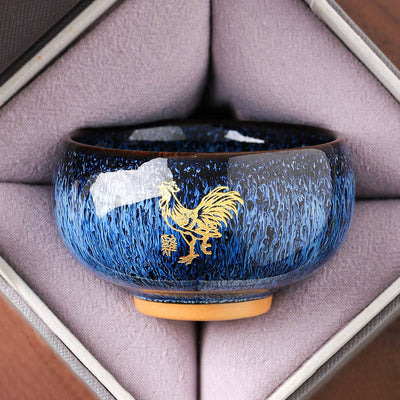 Buddha Stones Chinese Zodiac Year Of The Horse Ceramic Teacup Kung Fu Tea Cup 135ml - Rooster 7.5cm*4.8cm*135ml - image 9