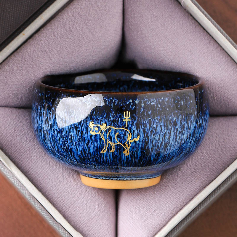 Buddha Stones Chinese Zodiac Year Of The Horse Ceramic Teacup Kung Fu Tea Cup 135ml - Ox 7.5cm*4.8cm*135ml - image 2