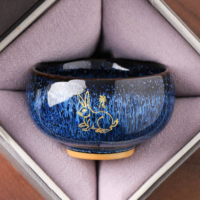 Buddha Stones Chinese Zodiac Year Of The Horse Ceramic Teacup Kung Fu Tea Cup 135ml - Rabbit 7.5cm*4.8cm*135ml - image 4