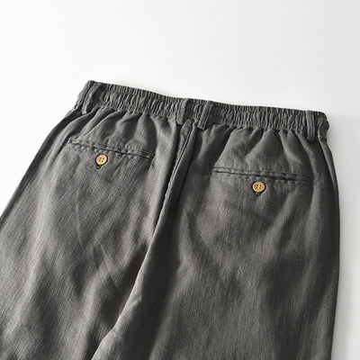 Buddha Stones Fall Solid Drawstring Zipper Men's Linen Wide Leg Pants With Pockets - image 3