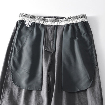 Buddha Stones Fall Solid Drawstring Zipper Men's Linen Wide Leg Pants With Pockets - image 7