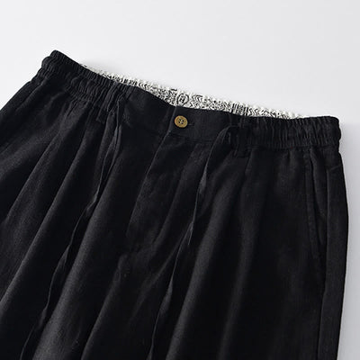 Buddha Stones Fall Solid Drawstring Zipper Men's Linen Wide Leg Pants With Pockets - image 10