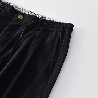 Buddha Stones Fall Solid Drawstring Zipper Men's Linen Wide Leg Pants With Pockets - image 11