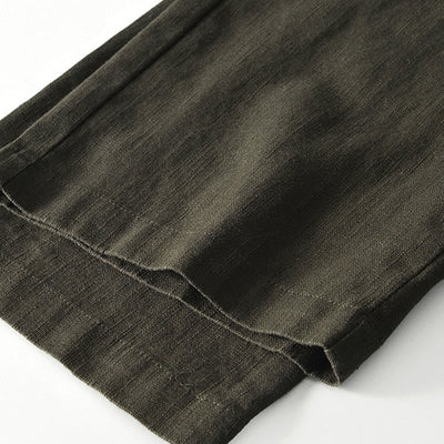 Buddha Stones Fall Solid Drawstring Zipper Men's Linen Wide Leg Pants With Pockets - image 19