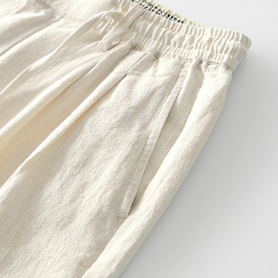 Buddha Stones Fall Solid Drawstring Zipper Men's Linen Wide Leg Pants With Pockets - image 29