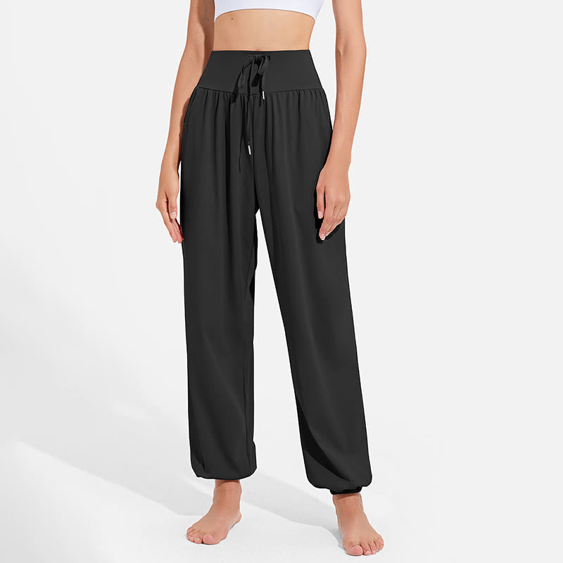 Buddha Stones Plain Drawstring Elastic Waist Design Women's Harem Pants Sports Yoga Sweatpants With Pockets - image 5