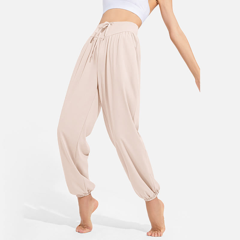 Buddha Stones Plain Drawstring Elastic Waist Design Women's Harem Pants Sports Yoga Sweatpants With Pockets - image 11