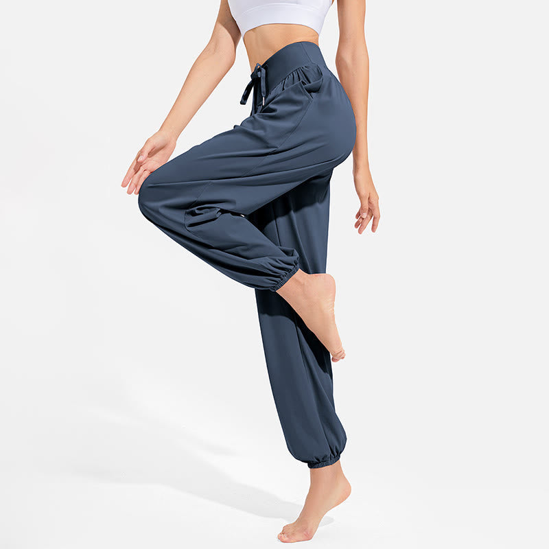 Buddha Stones Plain Drawstring Elastic Waist Design Women's Harem Pants Sports Yoga Sweatpants With Pockets - image 22