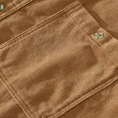 Buddha Stones Fall Decorative Pocket Buttons Down Stand Collar Long Sleeve Men's Cotton Corduroy Shirt - image 4