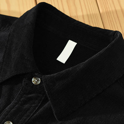 Buddha Stones Fall Decorative Pocket Buttons Down Stand Collar Long Sleeve Men's Cotton Corduroy Shirt - image 15