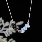Foviel Black Obsidian Smoky Quartz Garnet Aquamarine Strawberry Quartz Pink Crystal Strength Necklace Pendant