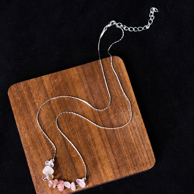 Buddha Stones Black Obsidian Smoky Quartz Garnet Aquamarine Strawberry Quartz Pink Crystal Strength Necklace Pendant - image 23