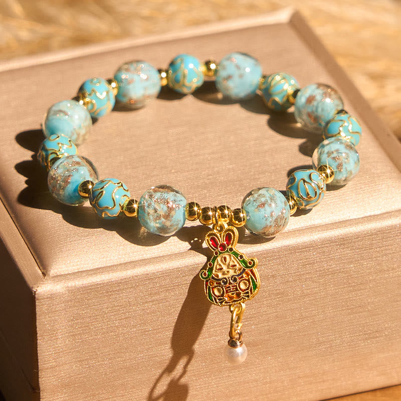 Buddha Stones Rabbit Liuli Glass Luck Bracelet - Liuli Glass(Wrist Circumference: 15-16cm) - image 0