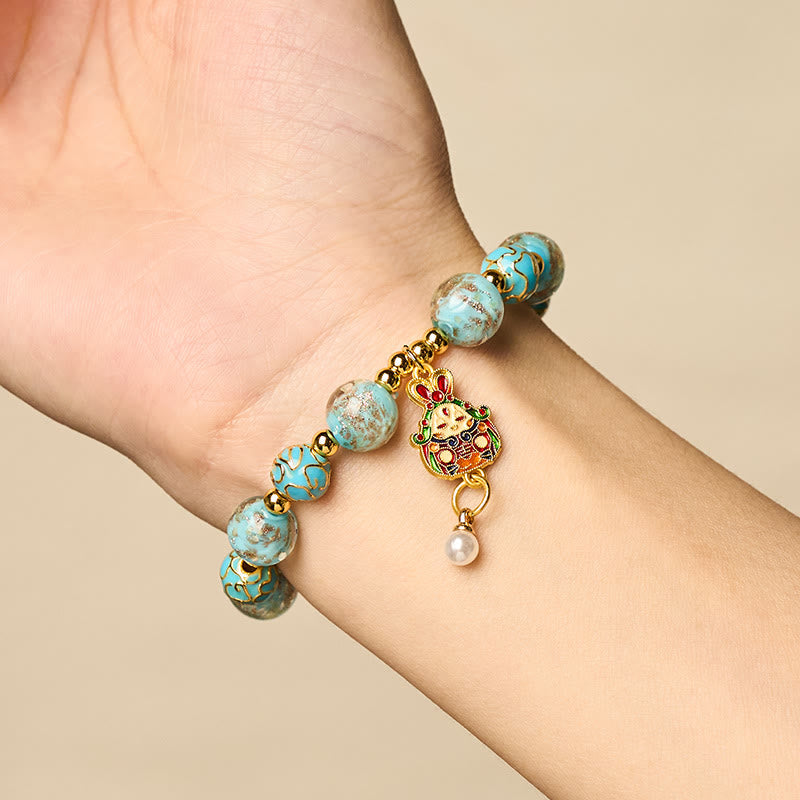 Buddha Stones Rabbit Liuli Glass Luck Bracelet - image 4