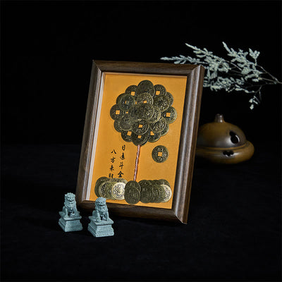 Buddha Stones Five-Emperor Coins Tree Attract Fortune Protection Photo Frame Ornament Home Decor - image 2
