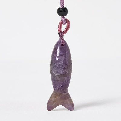 Buddha Stones Carving Koi Fish Pink Crystal Indian Agate Amethyst Warmth Prosperity Necklace Pendant - image 13