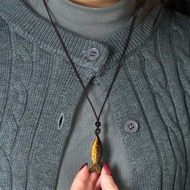 Buddha Stones Carving Koi Fish Pink Crystal Indian Agate Amethyst Warmth Prosperity Necklace Pendant - image 31