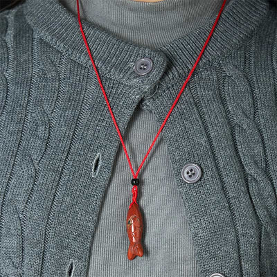 Buddha Stones Carving Koi Fish Pink Crystal Indian Agate Amethyst Warmth Prosperity Necklace Pendant - image 25