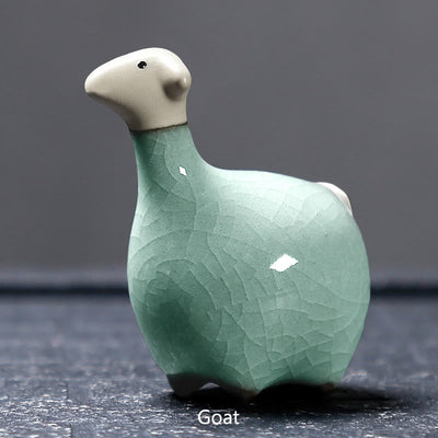 Buddha Stones Chinese Zodiac Ceramic Tea Pet Home Decoration - Khaki Goat 6.7*6.8cm - image 12